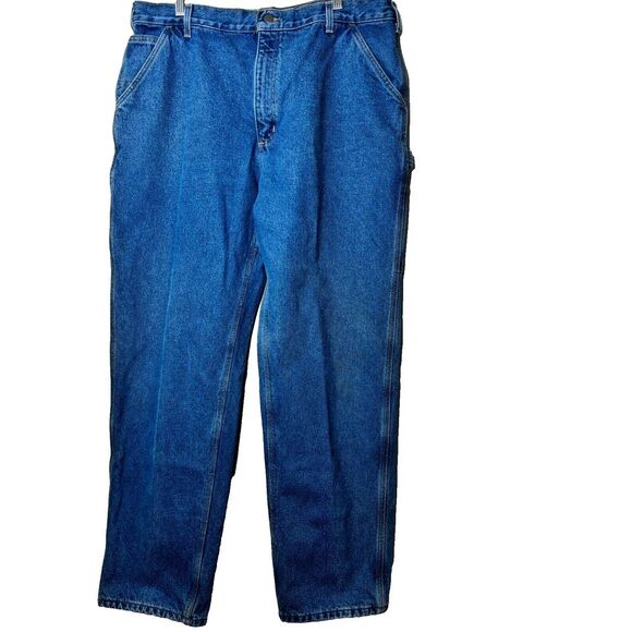 VTG Carhartt Jeans Men's 40x34 Darkstone Flannel Lined Washed Denim Dungaree Fit - Picture 3 of 8